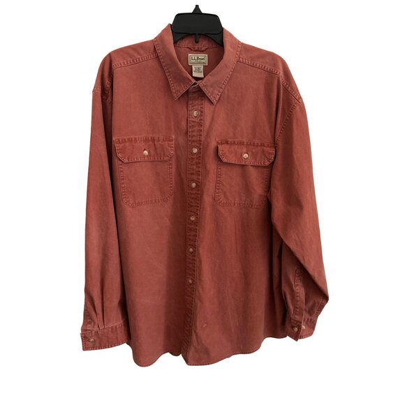 L.L. Bean Mens XL Rust Long-Sleeve Cotton Button-Down Shirt With Chest Pockets - Picture 1 of 6
